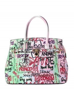 Graffiti Print Satchel Handbag 6537 B